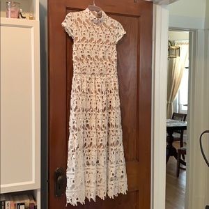 Boohoo White Lace Midi Dress